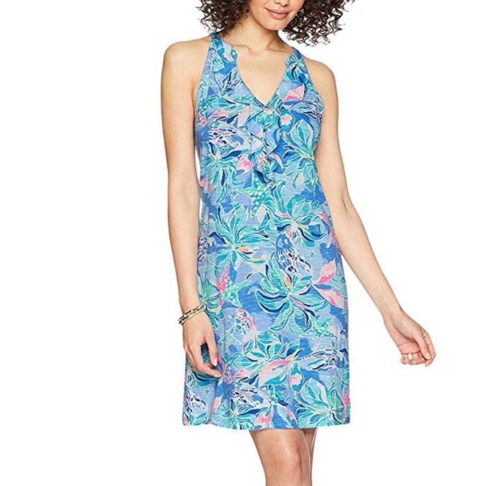 EUC LILLY PULITZER SHAY DRESS CELESTIAL SEAS (S5)